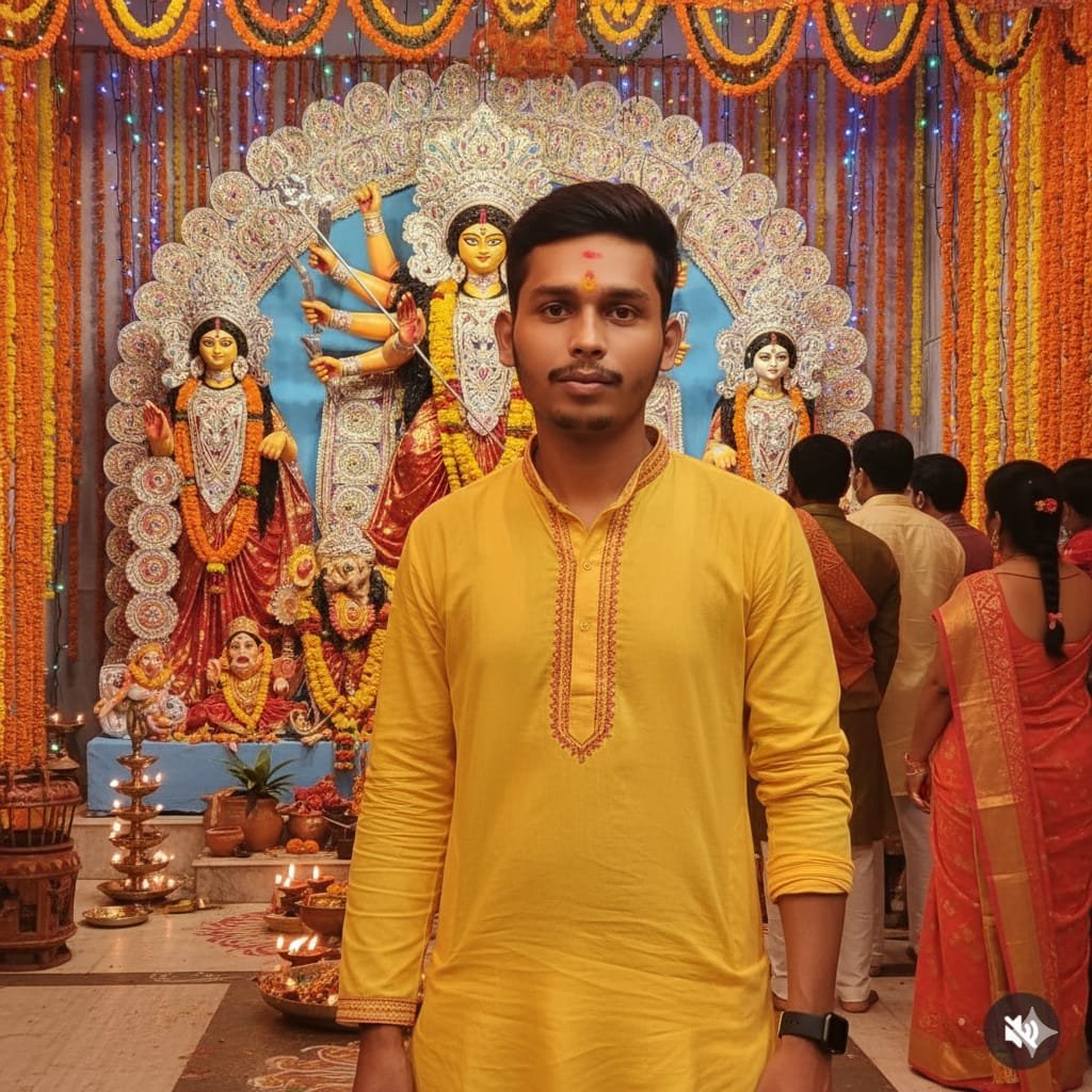 Durga Puja AI Prompt | Navratri Festival Pandal Photo